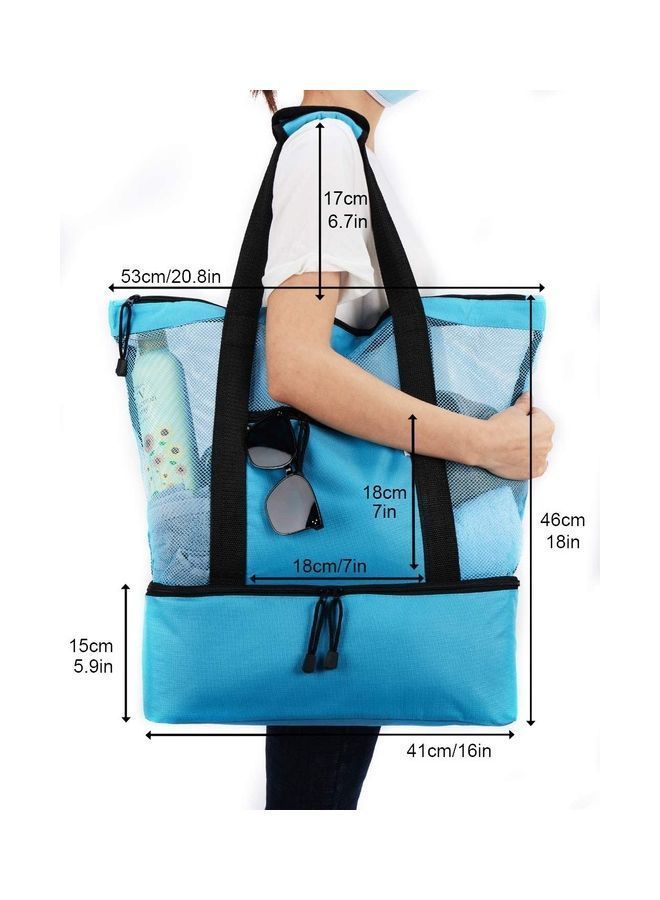 NIBEMINENT Mesh Beach Picnic Bag With Insulated Cooler Compartment - Image 2