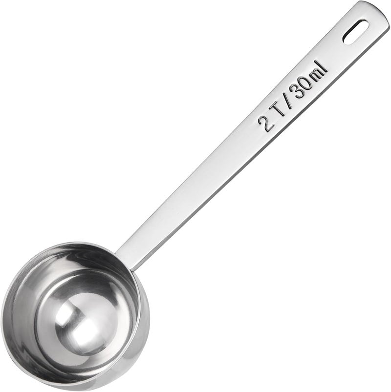 U-Taste Matte anti slip finish 18/8 Stainless Steel Coffee Scoop: 10.8cm Long Handle Coffee Measuring Spoon Scooper, Metal Scale Spoon for Ground Coffee, Bean, Espresso, Sugar, Powder in Container (2Tbsp/30ml, Silver) Globally popular universal design - Image 1