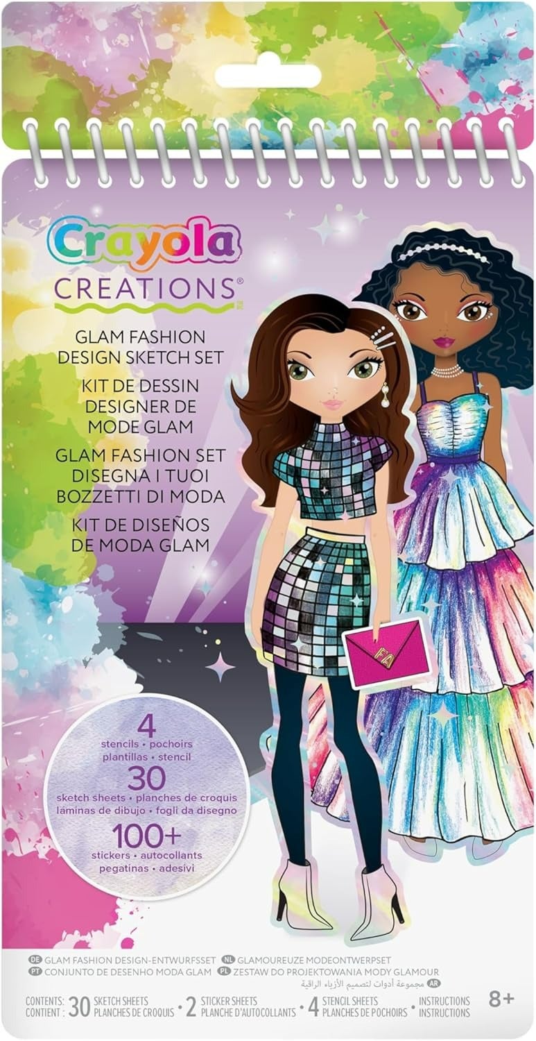 CRAYOLA Creations Glam Fashion Set, Create Your Own Fashion Collection, Drawing Set with Stencils and Stickers, Creative Activity for Girls, from 8 Years - Image 5