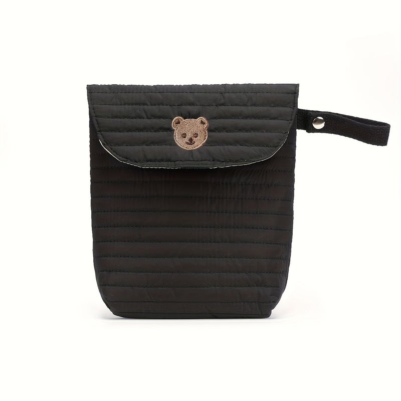 Black Portable Diaper Bag For Moms Durable Polyester Travel Tote With Multiple Compartments - Image 1