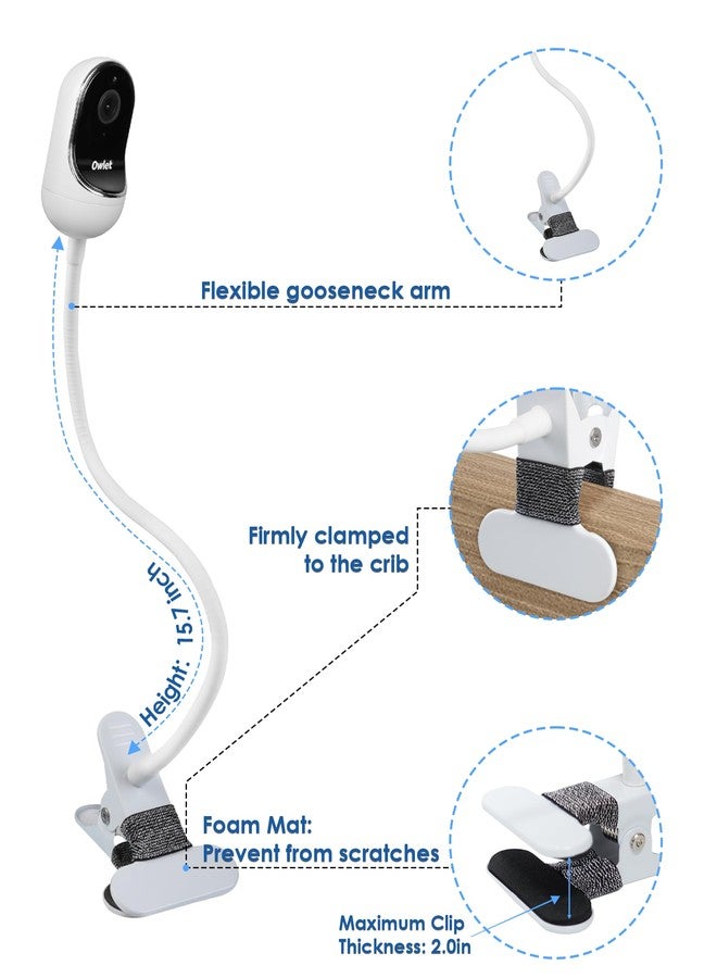 Huafly Baby Monitor Clip Mount Flexible Baby Monitor Stand 15.7 inches for HelloBaby HB65/Owlet/Arlo/EufyCam and Baby Camera with 1/4 Screw Hole Without Tools or Wall Damage - Image 3