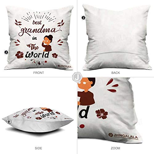 Jhingalala Jhingalala Gift for Grandmother Best Grandma in The World Printed Cushion Filler Mug Key Chain Greeting Card Combo Gifts for Grandmother Grandma on Birthday Grandparents Day - Image 3