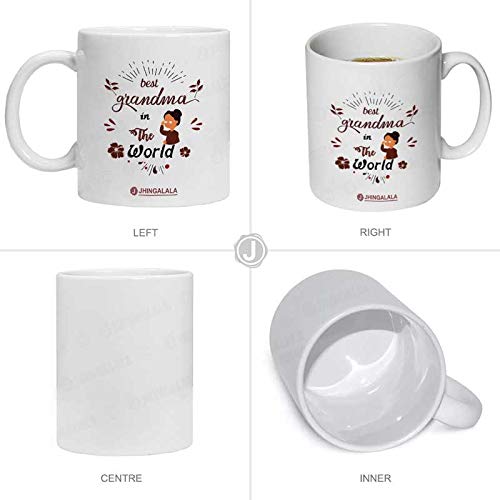 Jhingalala Jhingalala Gift for Grandmother Best Grandma in The World Printed Cushion Filler Mug Key Chain Greeting Card Combo Gifts for Grandmother Grandma on Birthday Grandparents Day - Image 4