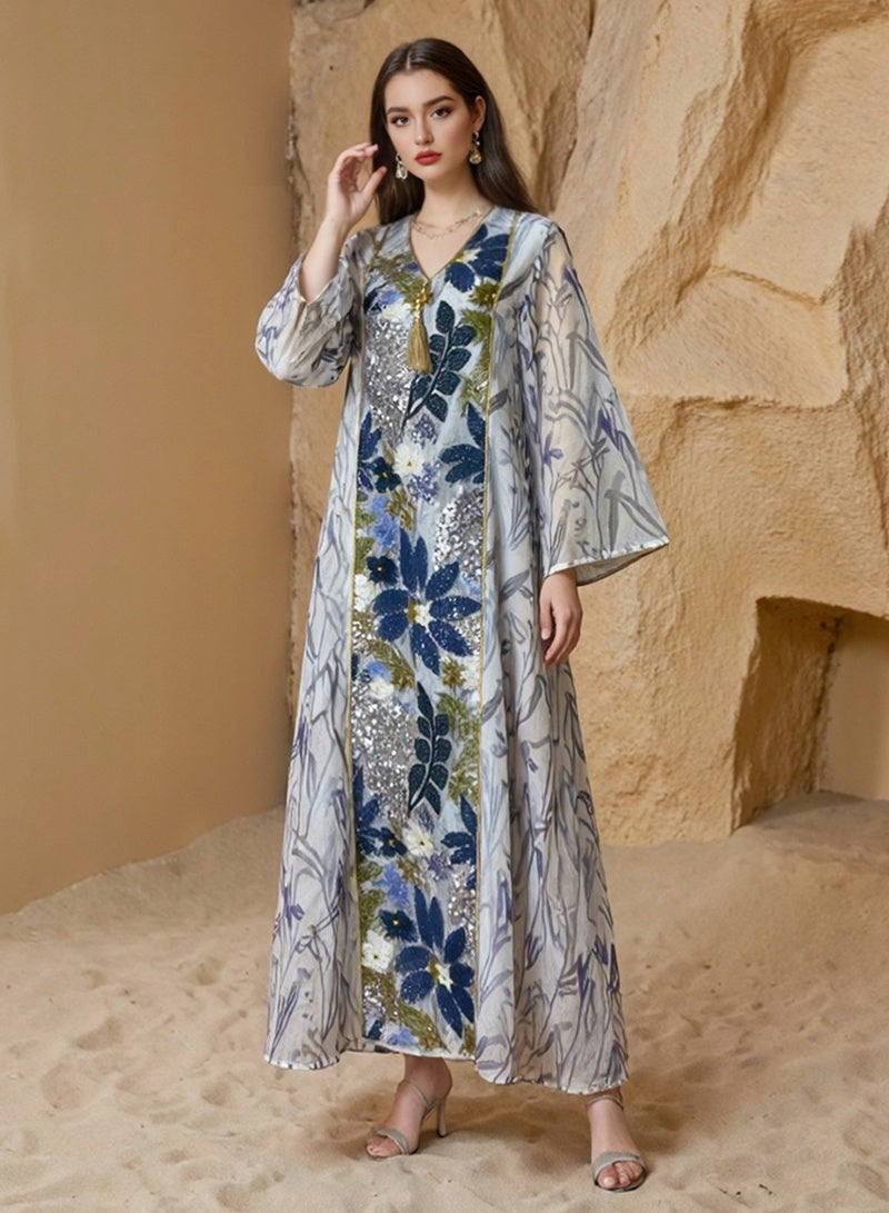 جيوان النساء أبايا المسلمين الصلاة فستان مطرزة الأكمام الكاردجان كفتان الإسلامي دبي رداء عارضي متواضع أبايا فستان - Image 2