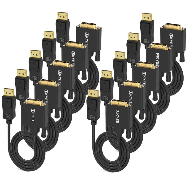 UKYEE Displayport to DVI Cable 3ft 10-Pack，Display Port (DP) to DVI Cord Adapter for Computer Monitor Projector - Image 1