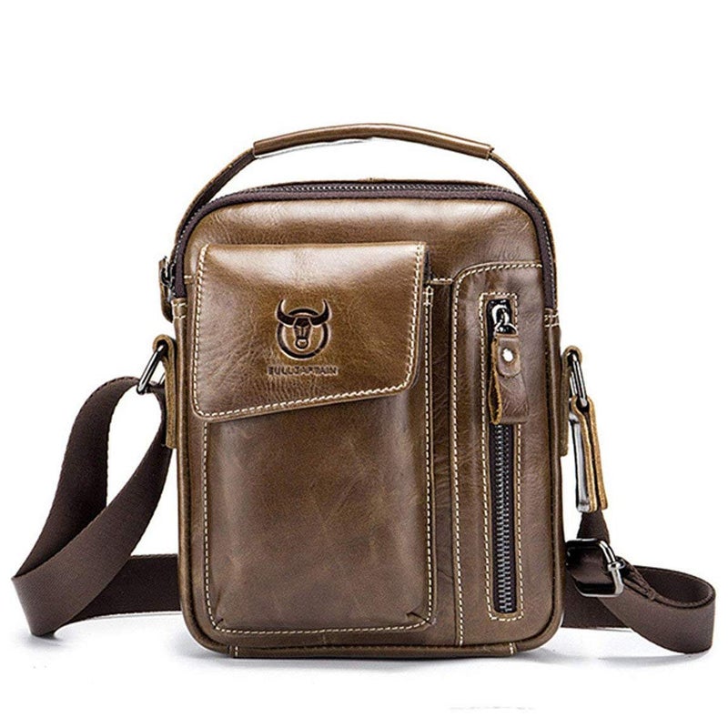 BULLCAPTAIN Genuine Leather Sling Bag Men Bags Small Shoulder Crossbody Bag for Men Everyday Casual Travel Messenger Bag Handbag - Image 1