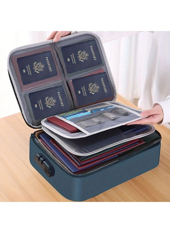 Gray Combination Lock Document Organizer Bag Multi Layer File Storage Portable Briefcase - Image 4