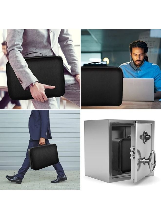 Gray Combination Lock Document Organizer Bag Multi Layer File Storage Portable Briefcase - Image 5