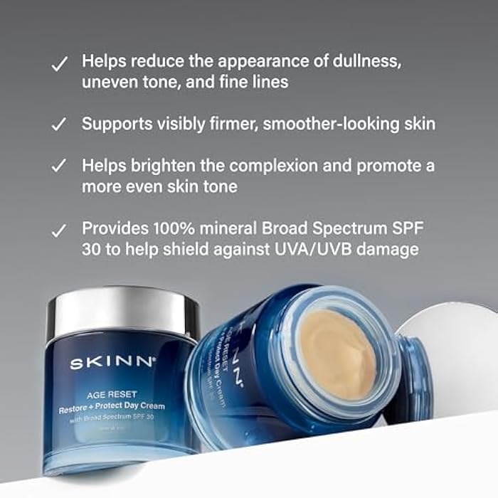 SKINN Age Reset, Anti-Aging Facial Day Cream with SPF 30 - Daily Lightweight Multi-Correction Face Moisturizer Firms, Hydrates & Brightens Skin – with Vitamin C+ 100% Mineral SPF - Image 3