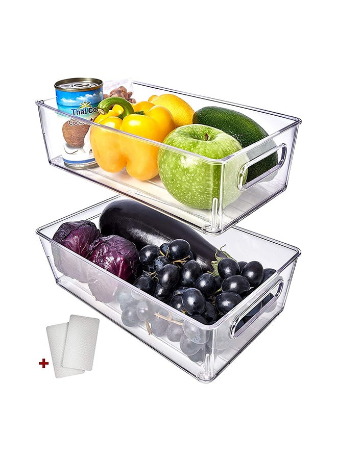 Generic Fridge Organizer Bins Refrigerator Organizer Set Of 2 Refrigerator Organizer Bins And Freezer Organizer. Clear Storage Bins With Handles For Pantry Organization And Storage. By Fullstar.  - Image 1