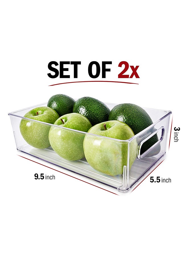 Generic Fridge Organizer Bins Refrigerator Organizer Set Of 2 Refrigerator Organizer Bins And Freezer Organizer. Clear Storage Bins With Handles For Pantry Organization And Storage. By Fullstar.  - Image 2