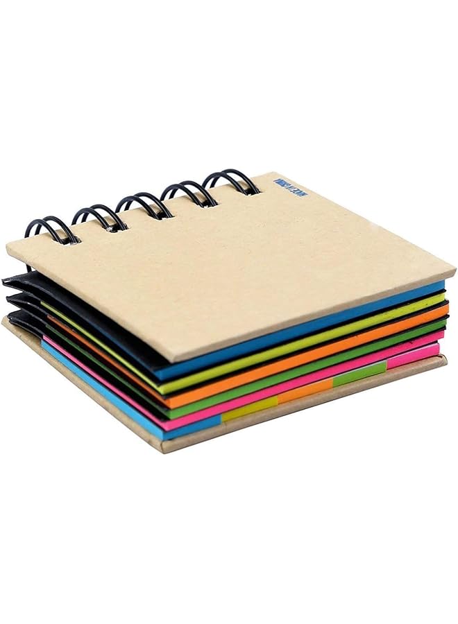 erorex 2 Pack Kraft Paper Notebook Spiral Self Stick Notes Fluorescent Lined Notebooks Colored Index Tabs Mini Writing Pads Diaries Page Marker  - Image 5