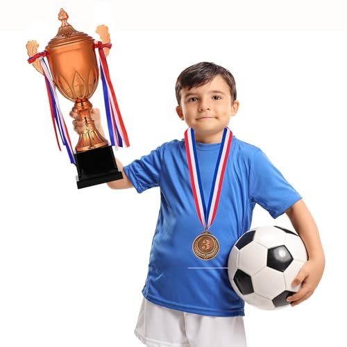 Dorhui Award Trophy 16.5 Inch Large Winner Trophy Cup and Award Medal with Ribbon for Kids and Adults for Sports, Competitions, Tournaments (Bronze) - Image 3
