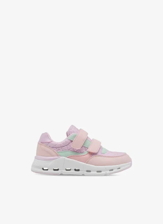 Little Missy pink Girls Panelled Sneakers with Hook and Loop Closure for Women | Best Price UAE
