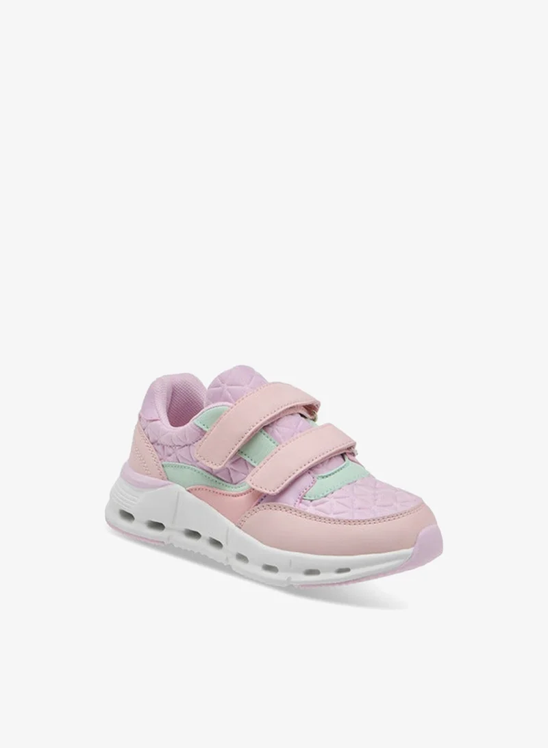 Little Missy pink Girls Panelled Sneakers with Hook and Loop Closure for Women | Best Price UAE