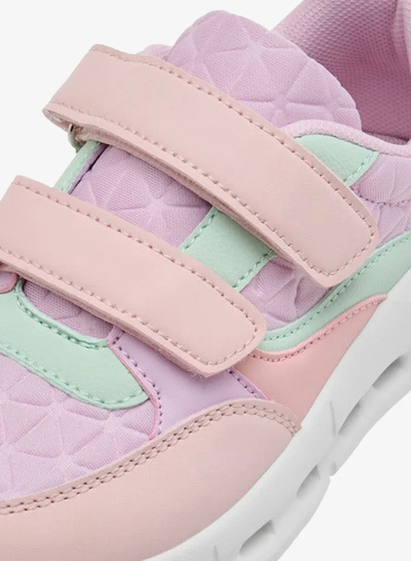 Little Missy pink Girls Panelled Sneakers with Hook and Loop Closure for Women | Best Price UAE