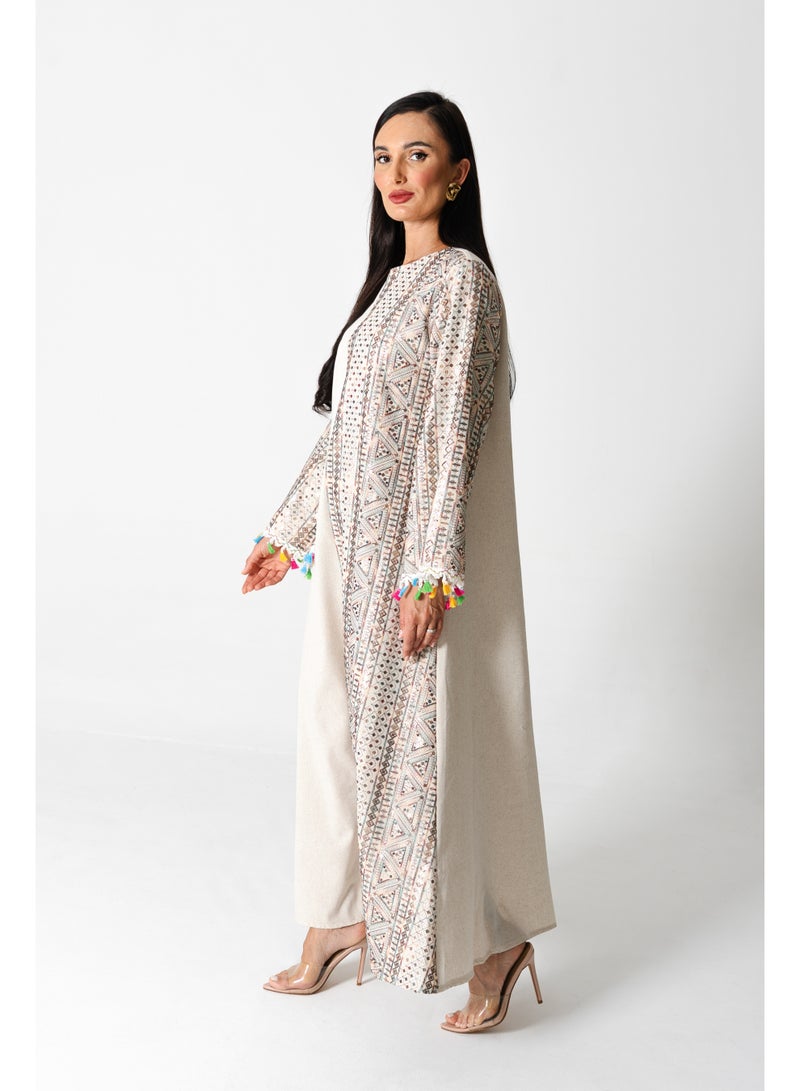 اكسا جلابية انيقة كتان مطرزة - Image 5