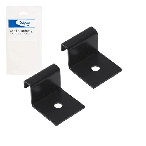 ICC Cable Runway Wall Bracket – 2-Pack | Steel, Black Powder Coat, Flush Wall Mount - Image 1