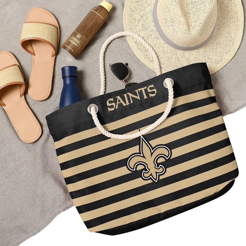 FOCO NFL Team Logo Nautical Stripe Tote Beach Bag - Image 4