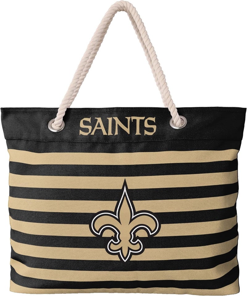 FOCO NFL Team Logo Nautical Stripe Tote Beach Bag - Image 1