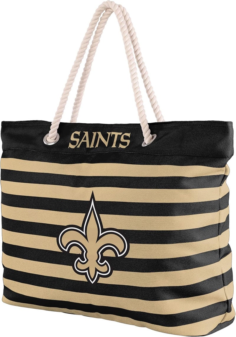 FOCO NFL Team Logo Nautical Stripe Tote Beach Bag - Image 2