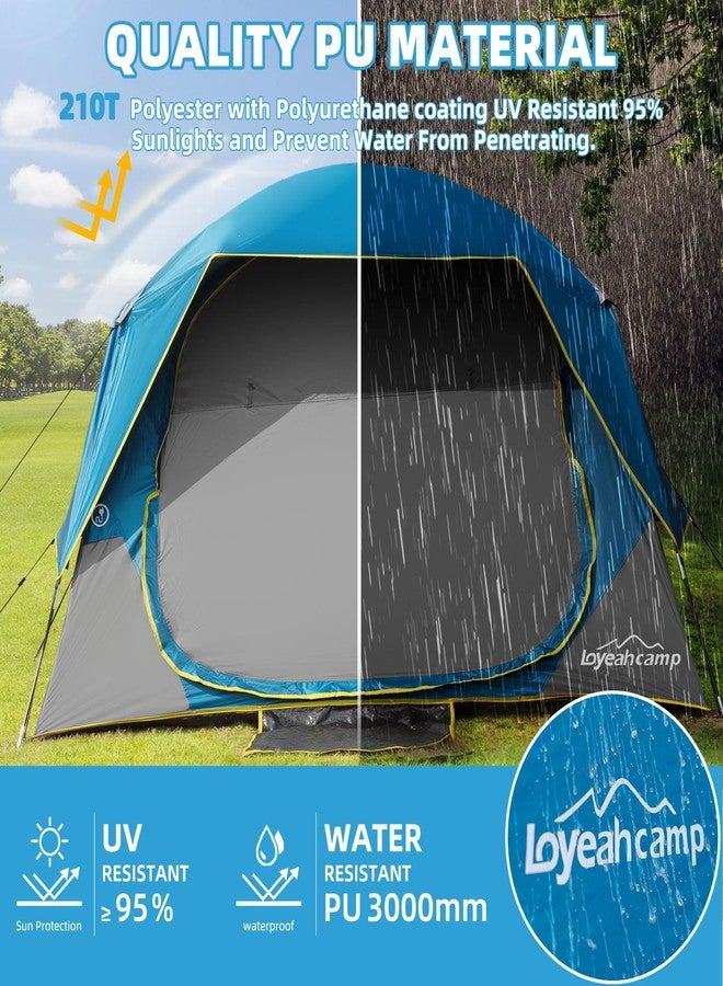 LOYEAHCAMP Tents 4 Person Camping Tent, Easy Setup Waterproof Family Tents for Camping, Portable Dome Tent for Outdoor Camping with Rainfly, Carry Bag Deepblue - Image 4