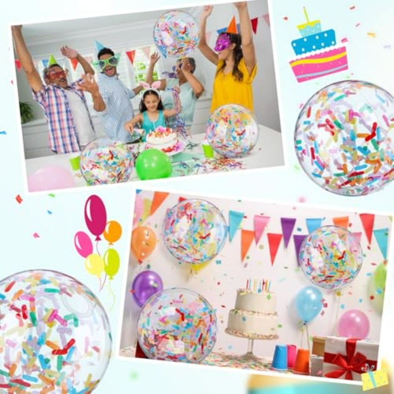 Beach party decoration: 16-inch inflatable glitter balls with confetti, PVC material, multicolor, lightweight and reusable - Image 4