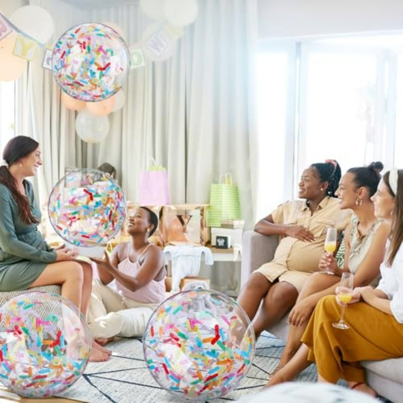 Beach party decoration: 16-inch inflatable glitter balls with confetti, PVC material, multicolor, lightweight and reusable - Image 5