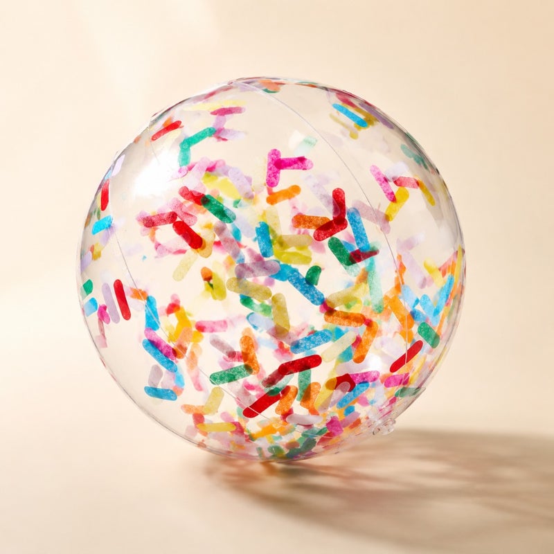 Beach party decoration: 16-inch inflatable glitter balls with confetti, PVC material, multicolor, lightweight and reusable - Image 1