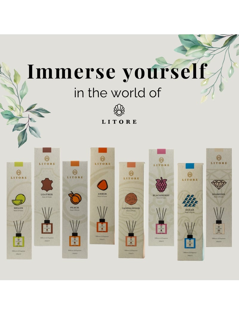 Litore Spice Joy Reed Diffuser, Best Diffuser Aromatherapy Perfume, Home Fragrance, Oil Diffuser & Reed Diffuser Sticks - Perfect for Home & Office - 100 ml