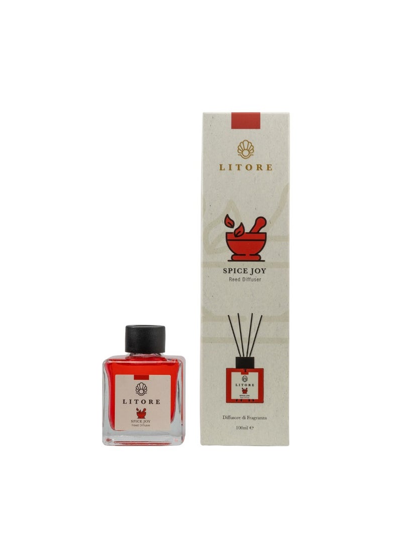 Litore Litore Spice Joy Reed Diffuser, Best Diffuser Aromatherapy Perfume, Home Fragrance, Oil Diffuser & Reed Diffuser Sticks - Perfect for Home & Office - 100 ml  - Image 4