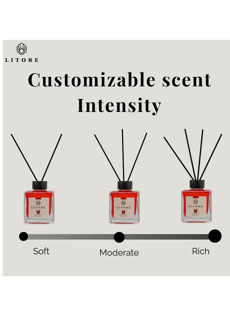 Litore Litore Spice Joy Reed Diffuser, Best Diffuser Aromatherapy Perfume, Home Fragrance, Oil Diffuser & Reed Diffuser Sticks - Perfect for Home & Office - 100 ml  - Image 2