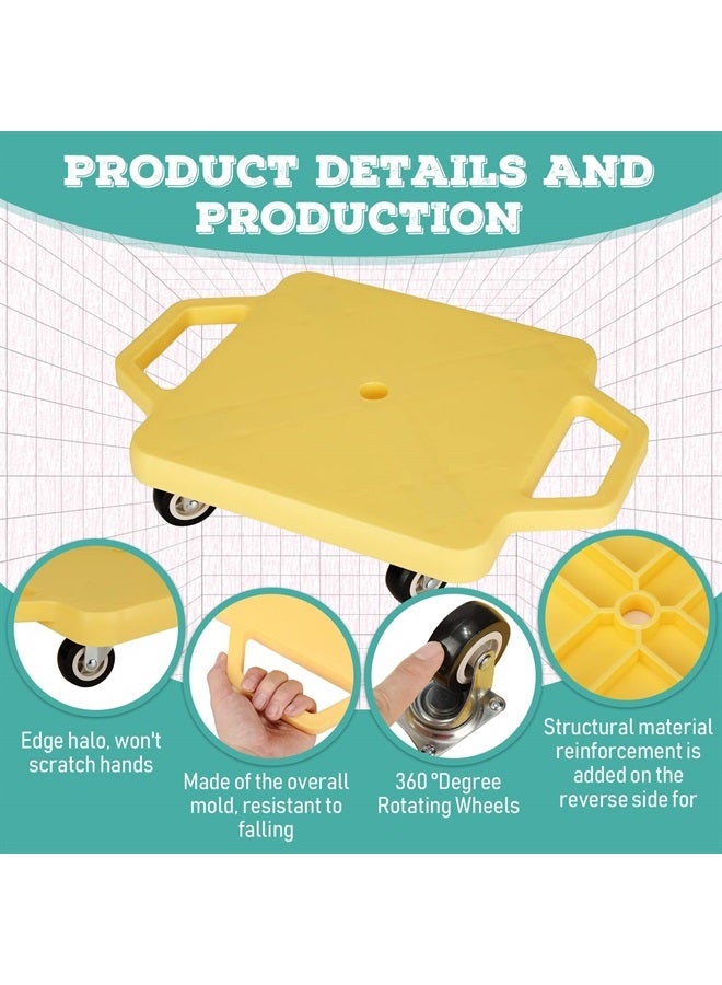 4 Pieces Sports Scooter Board with Handles Plastic Casters Floor Scooter Board Sitting Scooter Board for Kids Children Gym Indoor Outdoor Activities Play Equipment, 11.8 x 11.8 inch (Assorted Color)