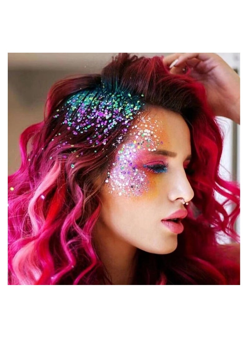 Generic Body Glitter Gel, 12PCS Face Glitters Body Gel Sequins Shimmer Liquid Eyeshadow, Mermaid Sequins Liquid Holographic Glitter Gel, Chunky Glitter for Face Hair Stage Makeup Body Painted Eye Shadow - Image 2