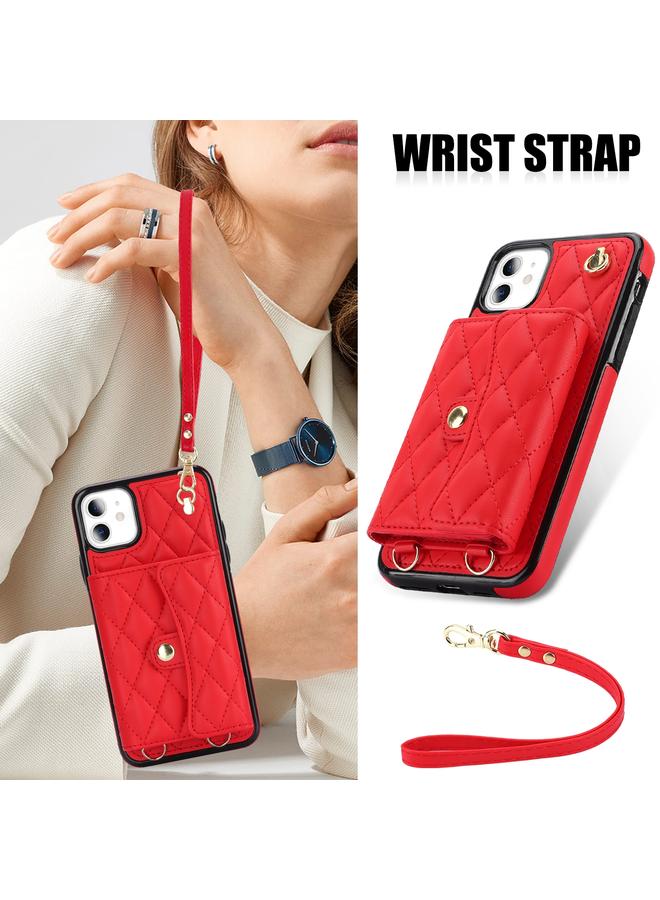 S-TOP Case For iPhone 11 Crossbody Rhombic Horizontal Wallet Leather Phone Case - Image 2