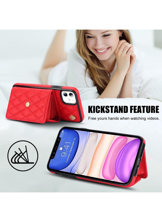 S-TOP Case For iPhone 11 Crossbody Rhombic Horizontal Wallet Leather Phone Case - Image 3