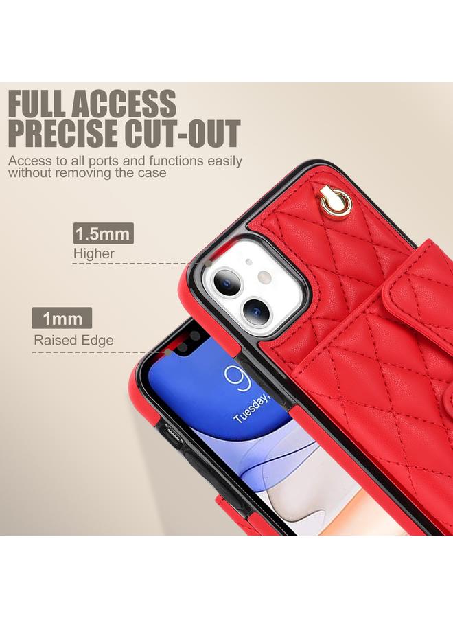 S-TOP Case For iPhone 11 Crossbody Rhombic Horizontal Wallet Leather Phone Case - Image 4