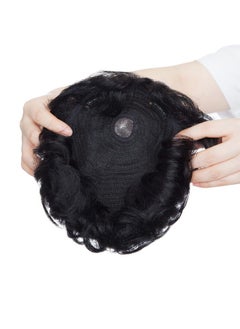 SEGO Men'S Touppe Human Hair Topper For Women With Short Hair 150% Density 16X19Cm Mono Base 100% Human Hair 4 Inch Short Curly Hairpiece Replacement Wig Jet Black  - Image 5