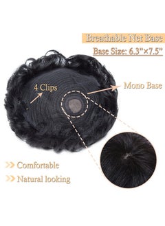 SEGO Men'S Touppe Human Hair Topper For Women With Short Hair 150% Density 16X19Cm Mono Base 100% Human Hair 4 Inch Short Curly Hairpiece Replacement Wig Jet Black  - Image 3