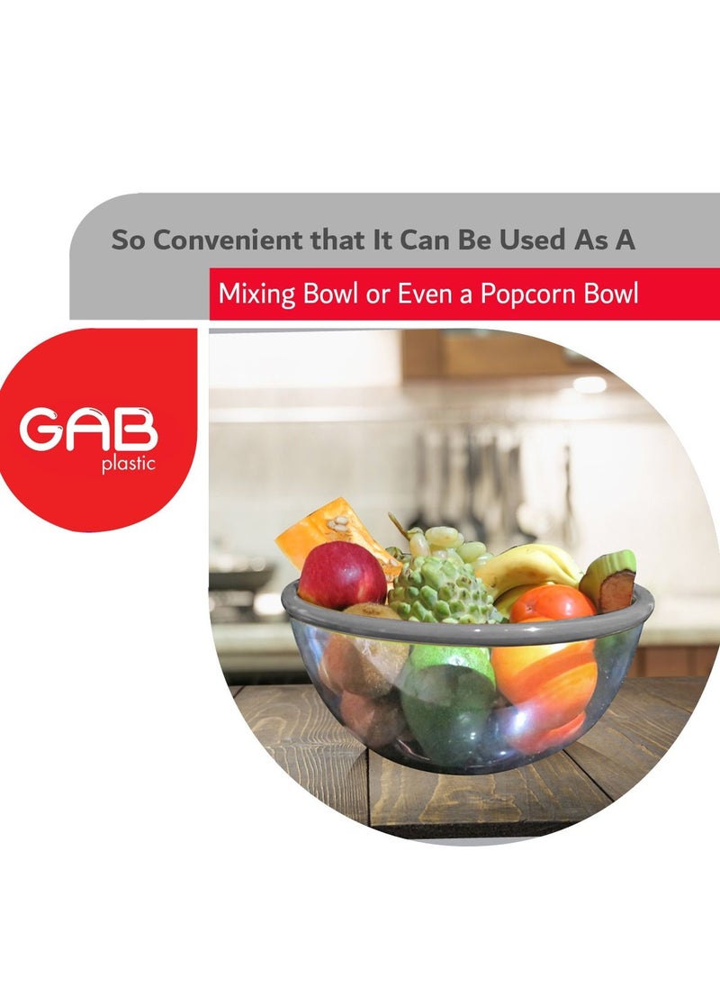 GAB Plastic, Salad Bowl, Set of 3, Small medium and large mixing bowl and serving bowl, Kitchen tool, Great for serving salad, fruits, popcorn, or chips, Sturdy and durable, Made from BPA-free Plastic