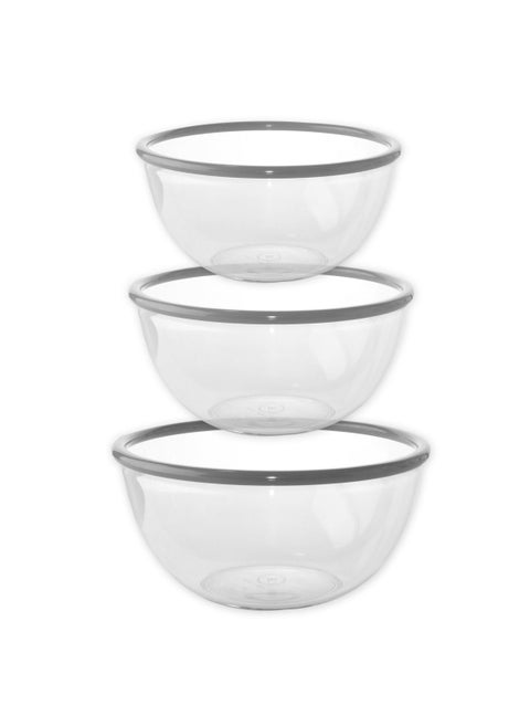 GAB Plastic, Salad Bowl, Set of 3, Small medium and large mixing bowl and serving bowl, Kitchen tool, Great for serving salad, fruits, popcorn, or chips, Sturdy and durable, Made from BPA-free Plastic
