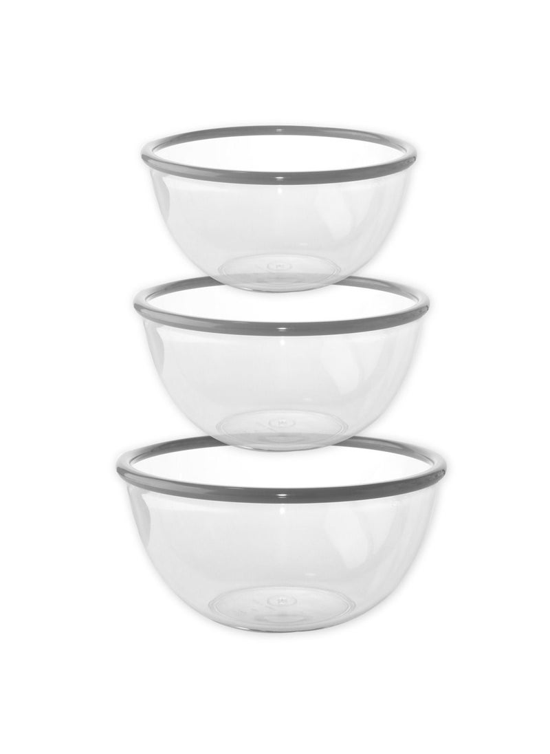 GAB Plastic, Salad Bowl, Set of 3, Small medium and large mixing bowl and serving bowl, Kitchen tool, Great for serving salad, fruits, popcorn, or chips, Sturdy and durable, Made from BPA-free Plastic