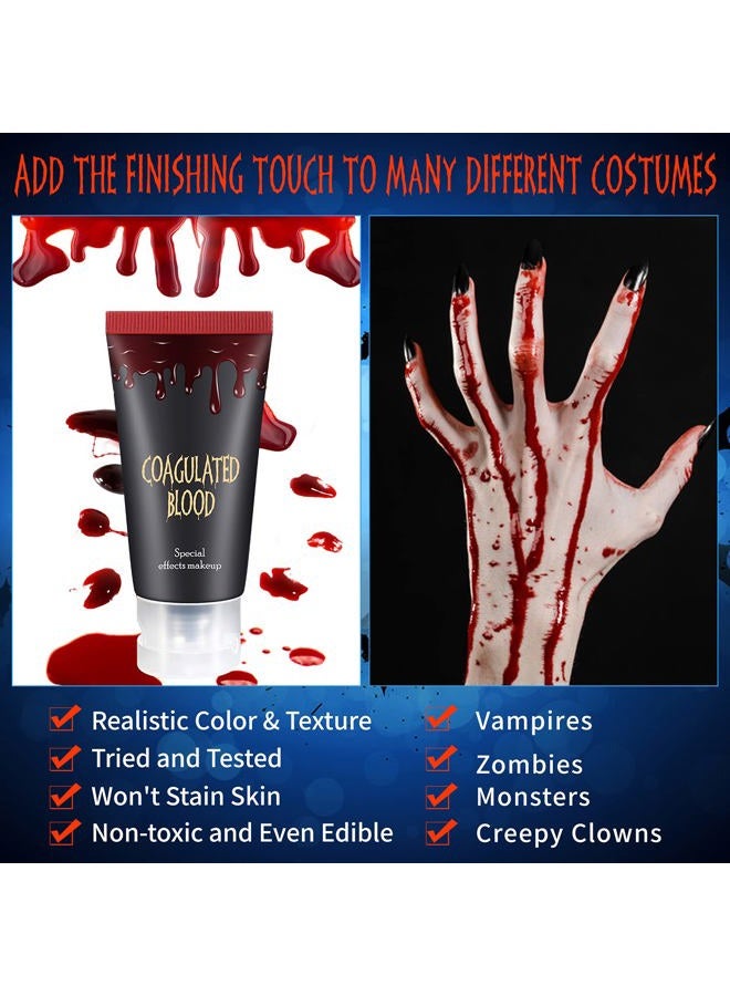 BEUSELF DE'LANCI Edible Fake Blood Gel, Realistic Sfx Fake Blood Makeup Kit, Washable Fake Blood for Clothes Mouth Eyes, Special Effects Makeup Kit for Vampire Zombie Halloween Fake Blood Makeup- 60g(2.12 Oz) - Image 2