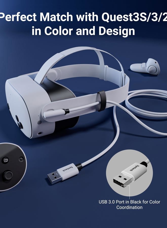 Syntech كابل ربط بطول 5 أمتار متوافق مع Oculus/Meta Quest 3/Meta Quest 3S وQuest2/Pro/Pico 4/Ultra، لنقل البيانات بسرعة عالية، كابل ربط USB 3.0 إلى USB C لسماعة VR - Image 3