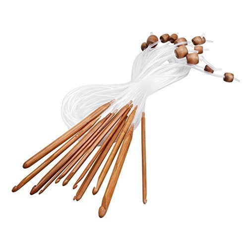 dophee 12PCS Tunisian Crochet Hook Set, 3-10mm Afghan Tunisian Carbonized Bamboo Knitting Needle with 1.2m/48in Tube Cable for Knitting Yarn, Weave Craft and Handcrafted Crocheting Projects - Image 3