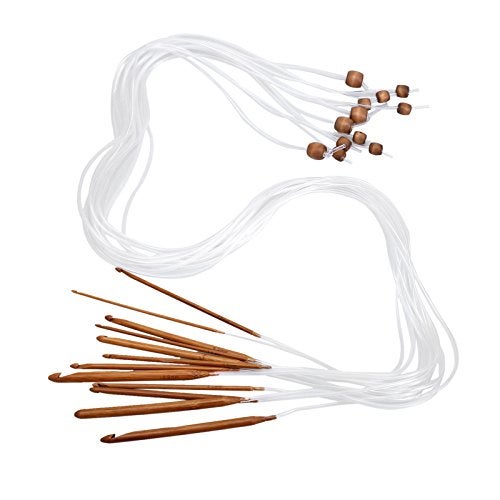 dophee 12PCS Tunisian Crochet Hook Set, 3-10mm Afghan Tunisian Carbonized Bamboo Knitting Needle with 1.2m/48in Tube Cable for Knitting Yarn, Weave Craft and Handcrafted Crocheting Projects - Image 4