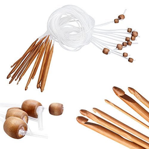 dophee 12PCS Tunisian Crochet Hook Set, 3-10mm Afghan Tunisian Carbonized Bamboo Knitting Needle with 1.2m/48in Tube Cable for Knitting Yarn, Weave Craft and Handcrafted Crocheting Projects - Image 2