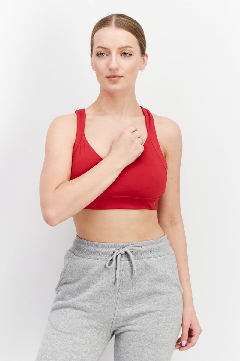 PUMA Women Padded Training Sport Bra, Red - Image 1