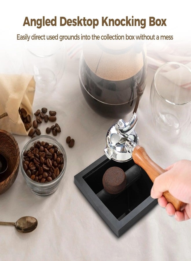 Homaisson صندوق طرد بقايا قهوة الإسبريسو المطحونة، صندوق طرد مكتبي مع قضيب مطاطي، دلو نفايات مربع بدون قاعدة، أداة باريستا صغيرة الحجم للمنزل والمقهى والمكتب - Image 2