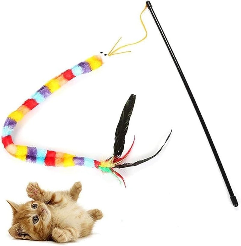 Interactive Cat Toy Colorful Wand with Feather for Cats - Image 1